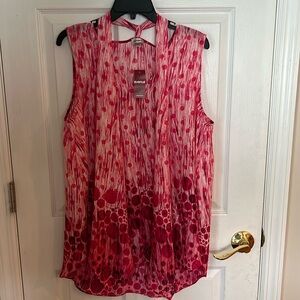 Avenue sleeveless blouse in pink size 14/16 NWT has attached scarf